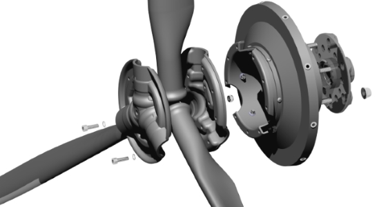 E-Props hub and ESA carbon spacer assembly