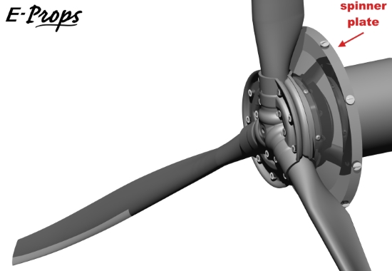 E-Props spinner mounting plate on a propeller hub